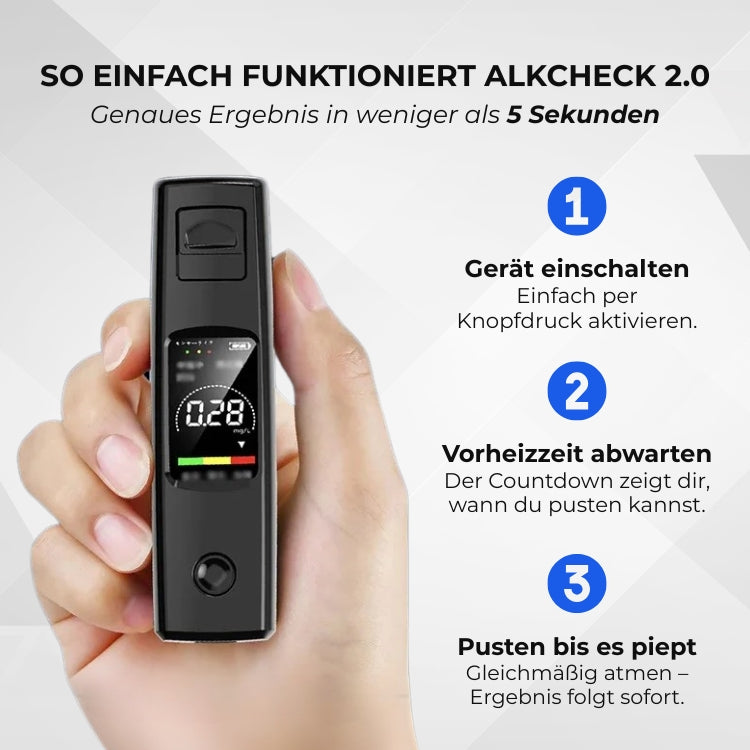 AlkCheck™ 2.0 - Präziser Alkoholtester für deinen Alltag