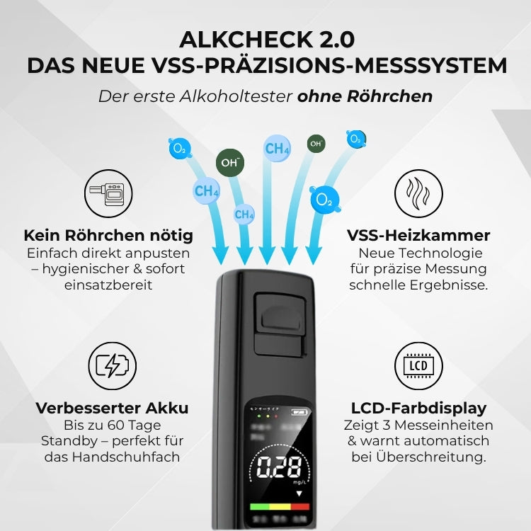 AlkCheck™ 2.0 - Präziser Alkoholtester für deinen Alltag