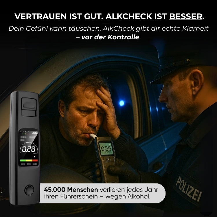 AlkCheck™ 2.0 - Präziser Alkoholtester für deinen Alltag